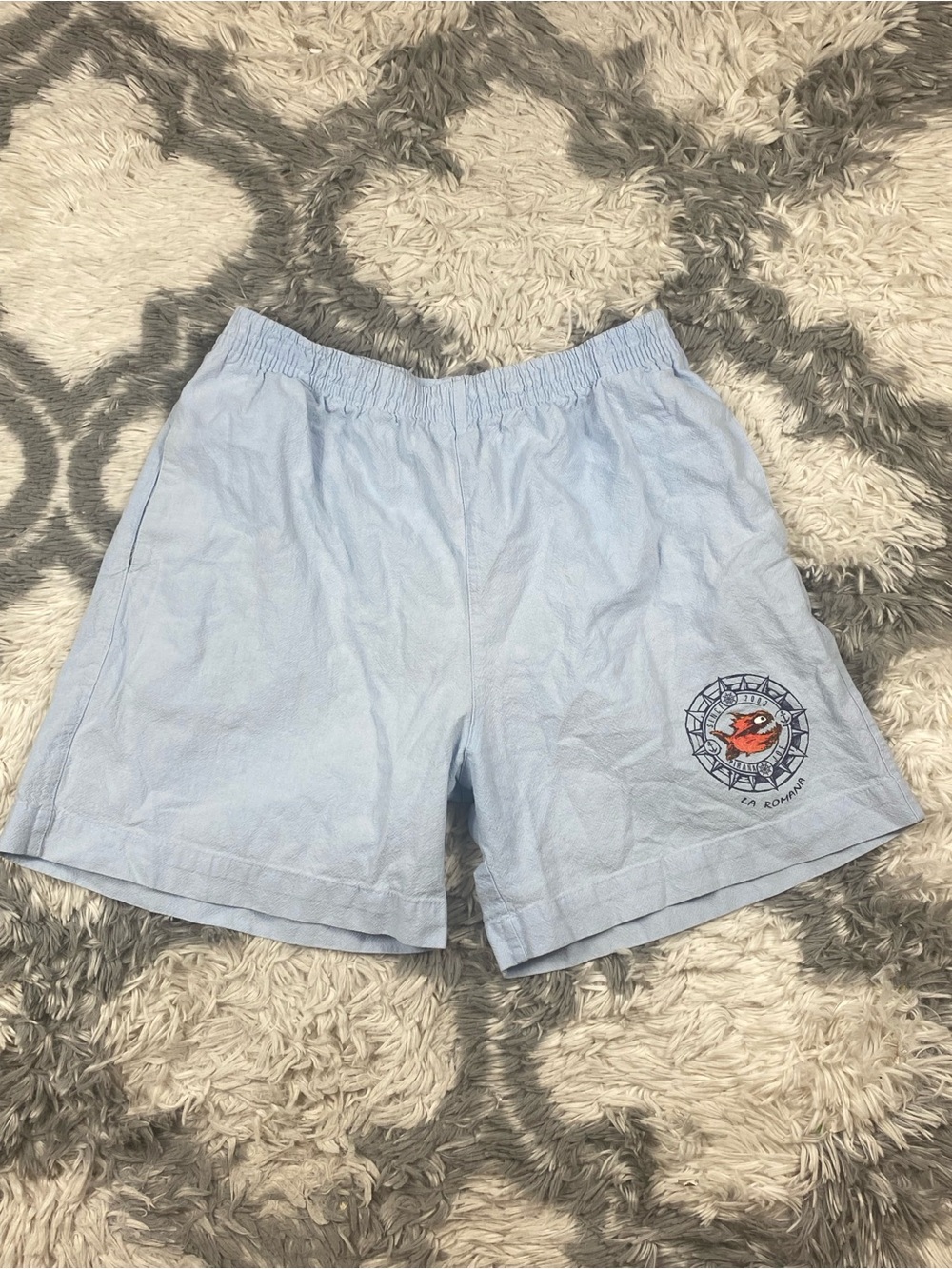 Piranha Joe  Swim Beach Shorts Blue La Romana Logo  Size Medium
